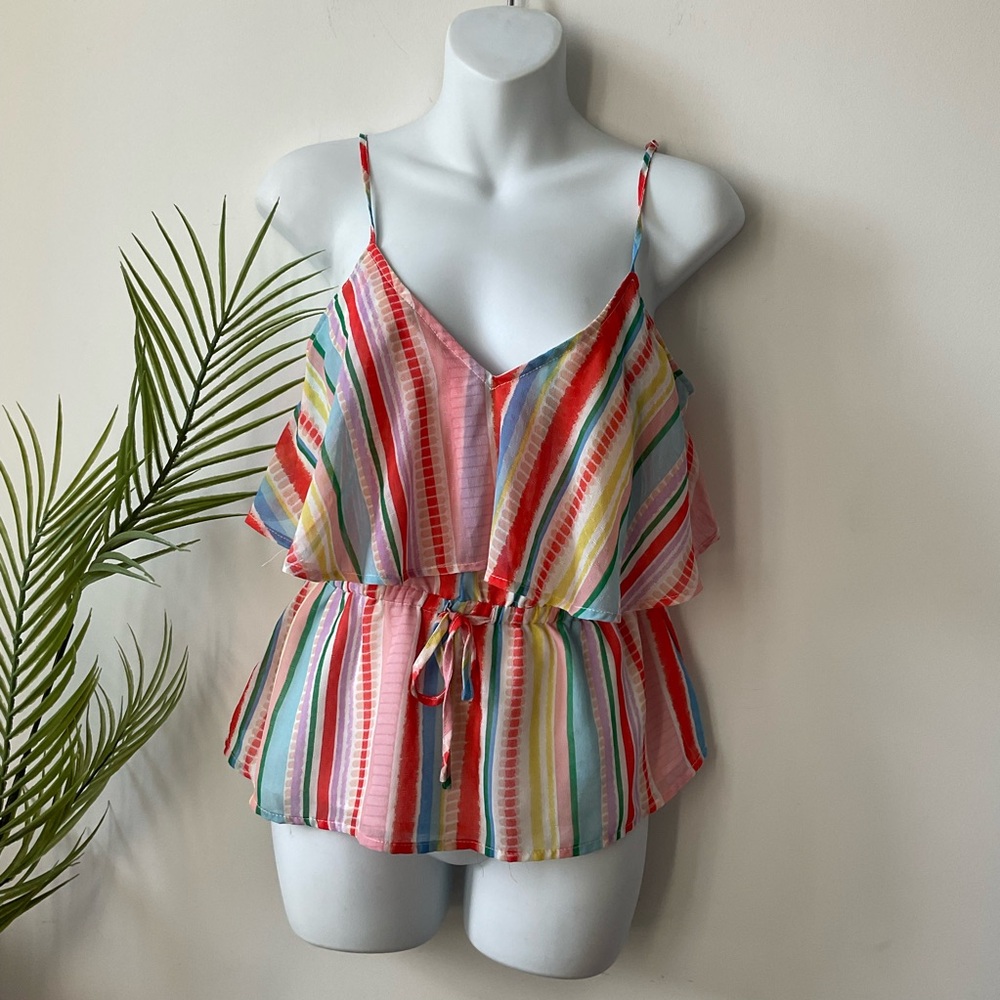 Jack by BB Dakota Ruffle Tank Top Multicolor Size S